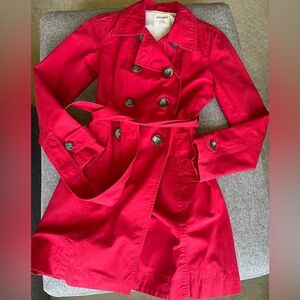 Old Navy Red Double-Breasted Belted Pea Coat
